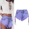 logami Highwaisted Mini Jeans Shorts Mulheres Ambos os Lados Gravata Mini Curto Sexy Shorts Jeans Jeans V1oG #