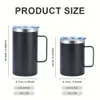 1pc 16oz/22oz Stainless Steel Insulated Coffee Mug Handle, Double Wall Vacuum Travel Mug, Tumbler Cup with Sliding Lid