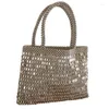 Bag High-quality Design Retro Metal Shiny Hand-woven Beaded Sequined Pearl Shopping One-shoulder Handbag