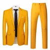 2pcs ternos de casamento amarelo para homens blazer clássico elegante Social Busin Blazer + calças ternos conjuntos de festa formal dos homens jaquetas Dr S1aY #