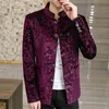 Luxury Veet Standing Collar Suit Jacket för män Autumn Winter Chinese Style Blazers Slim Fit Casual Busin Blazer Masculino 57CQ#