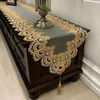 Oval Lace Table Runner Embroidered TV Cabinet Tablecloth Pendant Tassel Dresser Flag Dust Cover 240322