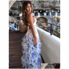 Basic Casual Jurken Gelaagde Ruches Bloemenprint Sling Maxi-jurk Mode Bohe Mouwloos Bodycon Vestidos Dames Strandvakantie Lo Dh4Kr