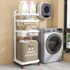 Laundry Bags High Value Basket Multi-layer Storage Beside Washing Machine Clothes Mobile Pulley