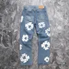 Mäns jeans broderade Kapok Men Kvinnor 1: 1 Kvalitet Vintage Nice Washed Heavy Fabric Denim