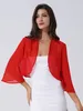 Mulheres 3/4 Manga Chiff Cardigan Bolero Jaqueta Festa de Casamento Nupcial Dr Cover Ups Wraps Xales n2JZ #