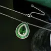 Hangers S925 zilveren ketting grootmoeder groene waterdruppel 8 12 diamanten oorbellen met hoog koolstofgehalte luxe dames