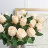 Fiori decorativi 2 teste Simulazione di rose Fiore finto di seta Bouquet di San Valentino Festa di nozze Disposizione floreale Puntelli Decorazioni per la casa