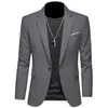 2023 Fi nuovi uomini per il tempo libero casual Boutique Busin tinta unita Slim Fit Suit Blazer Jacket Dr Coat p55d #