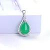 Kedjor Chalcedony Pendant Silver Color Jade Long Necklace Kvinnliga agatsmycken