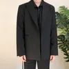 IEFB /Men's Wear 2023 Autumn Casual Black Suit Lose płaszcz Self-Cultivati ​​Trend Przystosowane małe blezery z paskiem 9Y90001 W5UA#