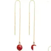 Dangle Chandelier Earrings Natural 10Mm Cinnabar Beads Ear Line Chain Eardrop Easter Accessories Carnival Halloween Aquacture Fools Da Ot7Xp