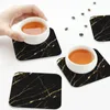 Tovagliette Sottobicchieri in marmo nero Tovagliette in pelle PVC Isolamento impermeabile Caffè per la decorazione Cucina di casa Pastiglie da pranzo Set di 4