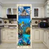 Klistermärken Ocean Fish Kylskåp klistermärken 3D kylskåp tapet vinylfilm Selfadhesive Whole Door Cover Decor Kök dekal affisch Mural