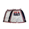 men's 1992 Usa Basketball shorts Color White Navy Logo Are Stitched Q6mD#