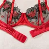 Flor bordada lingerie sexy push up sutiãs define moda feminina sexy sutiã briefs conjunto de roupa interior