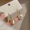 Dangle Oorbellen CAOSHI Asymmetrie Ontwerp Hart Kubieke Zirkonia Metaal Hanger Luxe Accessoires Sieraden Voor Dames Fabriek Directe verkoop