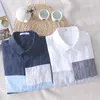 men's 100% linen stitching casual shirt trend square collar flax shirts men brand lg sleeve fi chemise camisas de hombre 25GQ#