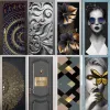 Stickers 3D Wallpaper On The Wall Black Color Vinyl Door Decoration Home Door Flower Woman Relief Mandala Deur Stickers Autocollant Porte