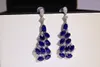 Boucles d'oreilles pendantes SFL2024, bijoux fins, or blanc 18 carats, AU750, saphir bleu naturel, pierres précieuses, diamants 6,05 ct pour femmes