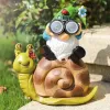 Sculptures Gnome Snail Statue Snail Gnome Outdoor Decor with Solar Lights Garden Decor for Outdoor Home Yard Lawn Porch Patio Gift