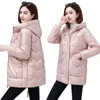 2023 Winter Neue Jacke Frauen Parkas Koreanische Lose Glänzende Unten Cott Mäntel Weibliche Parka Mit Kapuze Warme Casual Outwear Mantel Dame h4XM #