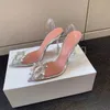 Sandali da donna con tacco alto di lusso Scarpe con tacco a spillo da donna Sandali di cristallo Amina Scarpe con tacco alto trasparenti di grandi dimensioni Fata di nuova moda