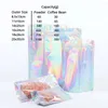 Sacs de rangement 100pcs Mylar anti-odeur 7x10.25 "7.75x11.75" Emballage cosmétique de beauté thermoscellable Argent Holographique avec fermetures à glissière