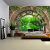 Arazzi Porta a forma di arco Giardino Paesaggio Arazzo Arte della parete Grande decorazione murale Tende Casa Camera da letto Soggiorno