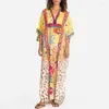 Décontracté Boho vêtements de plage gland Bikini robes d'été en mousseline de soie léopard imprimé fleuri à manches courtes couverture pour les femmes Robe