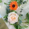 Dekorativa blommor 2 PCS Artificial Flower Garland 12ft Fake Vine Silk Rose Hanging Plants Ivy For Wedding Arch Party Home Decorations