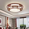 Plafoniere in stile giapponese/cinese LED rettangolare in legno massello lampada antica soggiorno camera da letto bar ristorante luce