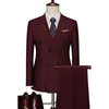 2 Stück Anzug Mantel Hosen Set / 2023 FI Neue Herren Casual Busin Solid Color Zweireiher Hochzeit Blazer Jacke Hose D7hd #