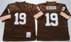 Long sleeve Throwback Football 75th Anniversary 19 Bernie Kosar Jersey 1964 1986 Vintage 32 Jim Brown Team Brown Color White Stitched Retro For Sport Fans Uniform