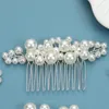 Fermagli per capelli da donna Pettine da sposa scintillante Accessori in lega lucida con perle Gioielli per copricapo quotidiano femminile