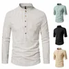 2023 Nouveaux hommes Dr Chemises Lg Manches Tops 100% Cott Hommes Hommes Chemises à rayures Col montant 8 Couleurs Homme Chemise décontractée LS25 n7Tb #