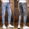 Fi Haute Qualité Coréen Fi Designer Slim Luxe Vêtements Hommes Denim Jeans Casual Solide Ripped Hole Streetwear Pantalon n1qT #