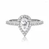 Colares de pingente AnuJewel 1ct Pear Cut Moissanite Noivado Anel de Casamento 925 Anéis de Prata Esterlina para Mulheres Jóias Whole223s