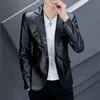 hoo 2023 Men's Autumn New PU Leather Suit Jacket Slim Handsome Youth blazer Y2RB#