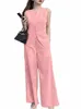 Kvinnliga matchande uppsättningar Zanzea Lady Office Outfits Summer Women Blus Causal Wide Leg Pant Set Elegant Solid Ol Suit Tracksuits L2HS#