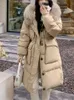 femminile piumino d'anatra bianca cappotto 2023 caldo delle donne di inverno Lg piumino collo di pelliccia reale con cappuccio soprabito femminile giacca impermeabile C1e2 #