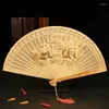 Dekorativa figurer Klassisk vikningsfläkt högkvalitativ kinesisk vintage trämady ihålig snidad bröllop hand gåva bärbar ventilador