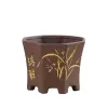 Sadza Purple Clay Suwolent Plant Flowerpot Czysty ręcznie robiony ceramiczny retro kwiatowy garnek Bambus Lotus Złota Złotem Wazon Balkon Wystrój domu