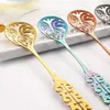 Spoons Home Kitchen Spoon Colorful Vintage Stainless Steel Set For Desserts Soups Salads Hollow Handle Cutlery Coffee