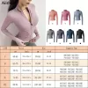 Aiihuug jaqueta feminina slim fit leve, com zíper completo, yoga, esportes, corrida, com furos para polegar, para treino x0h0 #