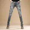 Mäns jeans 2023 Vår/sommar Ny herr mode trend retro fötter byxor herr casual smal passform bekväm hög kvalitet elastiska jeans j240328