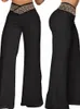 Pantalon à ceinture imprimé à motifs rétro Fiable Everyday Pantalon taille haute évasé Lg N4il #