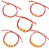 Charme Pulseiras 652F 5 Pcs Redness Weave Correntes de Mão de Corda Ajustável com Pingente de Dragão Corrente de Pulso Drawable para Senhoras