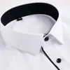 Dr camisa masculina de grandes dimensões outono clássico lg manga rosa sarja tecido preto social camisa magro ajuste escritório casamento masculino topos q2nJ #