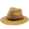 Simples de alta qualidade homem palha chapéu de sol aba larga praia dobrável boné grande osso masculino plus size verão feminino fedora 240326